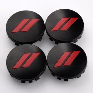 New 63MM 4 Pcs Black Red SRT Wheel Center Caps Dodge Durango Charger Challeng…